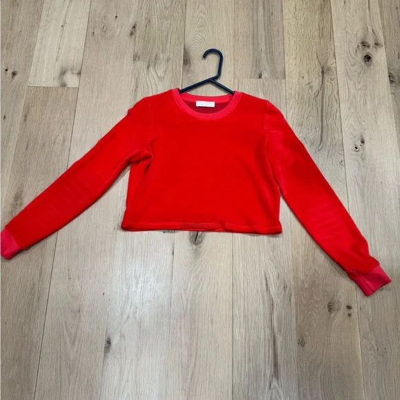 SUZI KONDI Red Velour Cropped Top - Picture 2 of 10